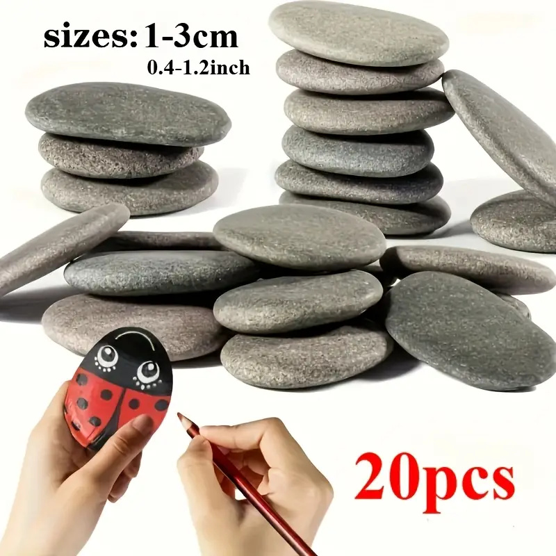 Aquarium Marine Fish - 20 ชิ้นธรรมชาติ River Rocks Smooth แบนหินสีเทา