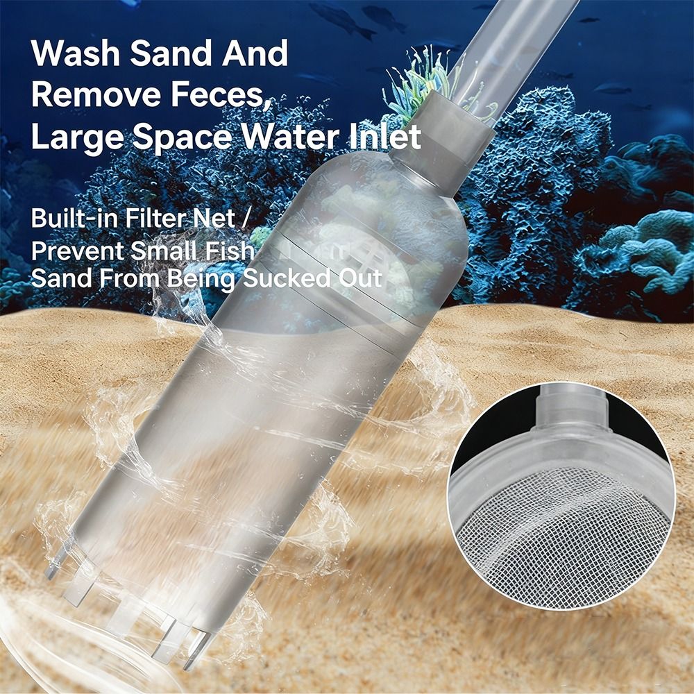 Marine Aquarium Water Change - ปั๊มดูดทำความสะอาดกรวดในตู้ปลา พร้อมหัวกรอง อุปกรณ์ทำความสะอาดตู้ปลา ปั๊มเปลี่ยนน้ำ อุปกรณ์สำหรับตู้ปลา