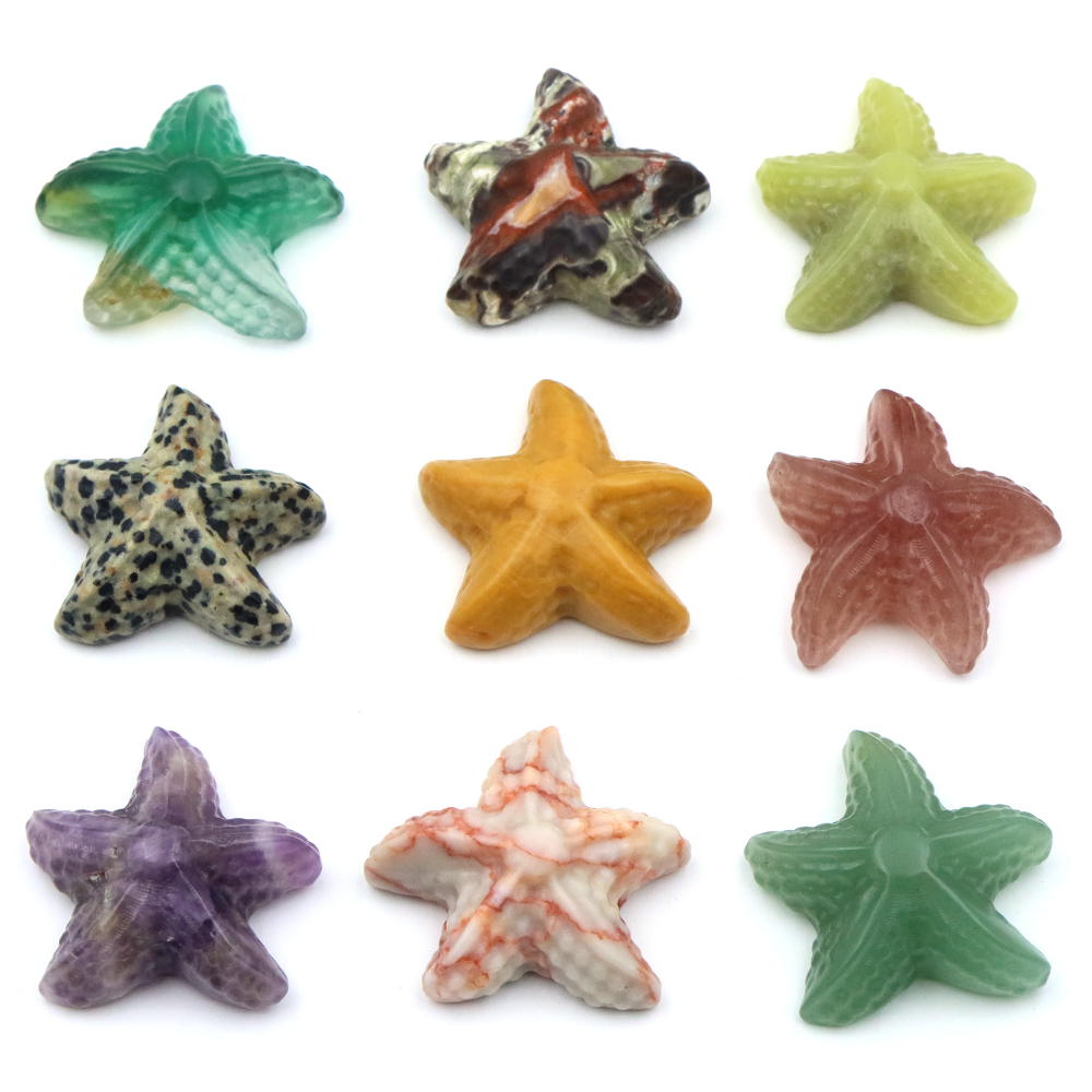 Aquarium Marine - รูปปั้นปลาดาวขนาด 35 มม. รูปทรงสัตว์ทะเล ทำจากหินธรรมชาติ คริสตัลบำบัด
