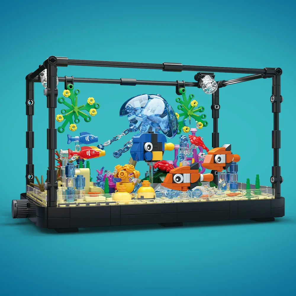 ชุดบล็อกตัวต่อตู้ปลาพร้อมไฟ，ตู - Aquarium Marine Fish บทวิจารณ์และราคา