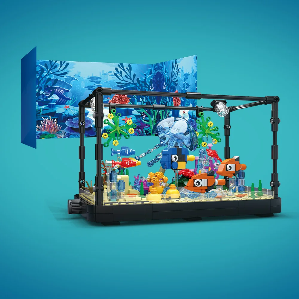 ชุดบล็อกตัวต่อตู้ปลาพร้อมไฟ，ตู - Aquarium Marine Fish บทวิจารณ์และราคา